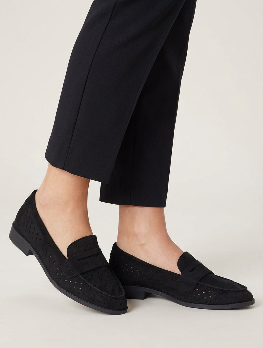 Mocassins ajourés en suédine - Noir