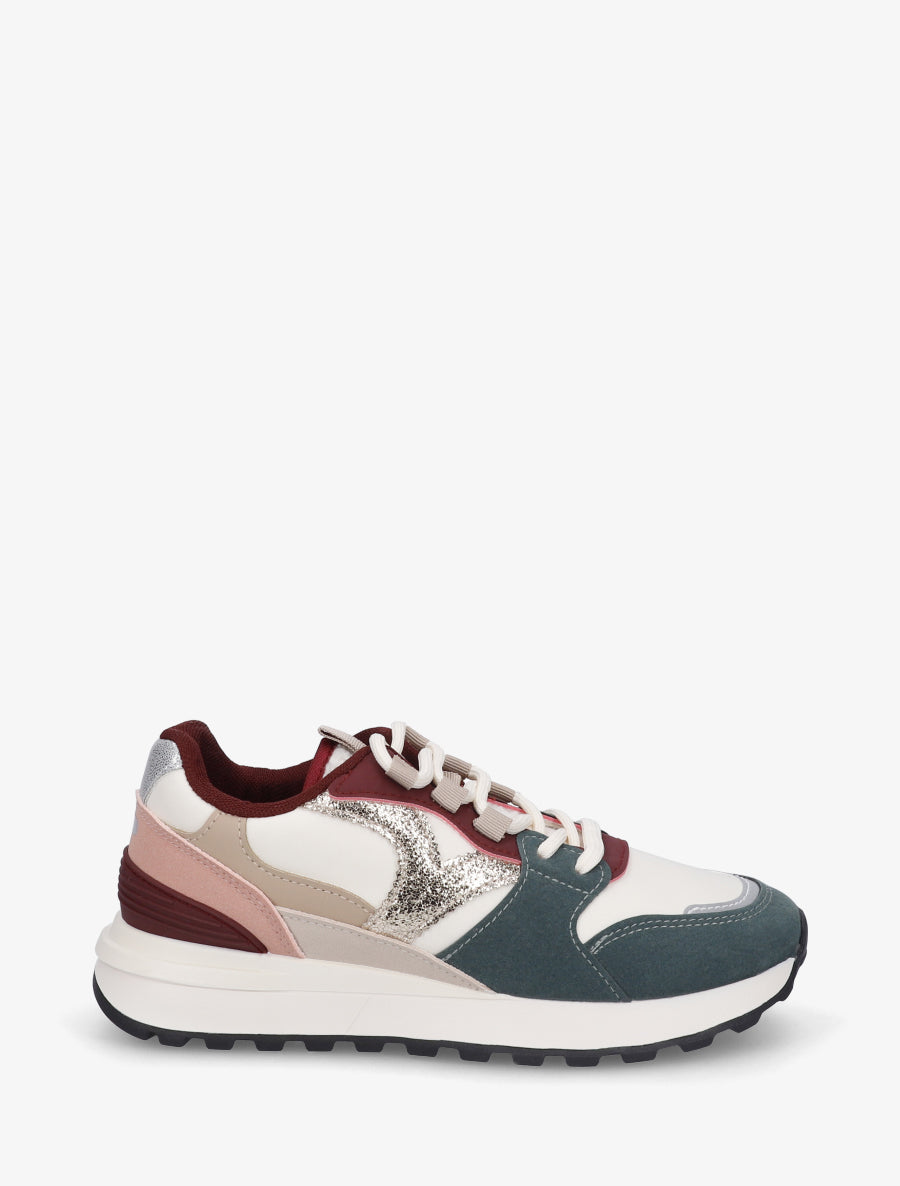 Baskets à empiècements fantaisies - Vert foncé - 1