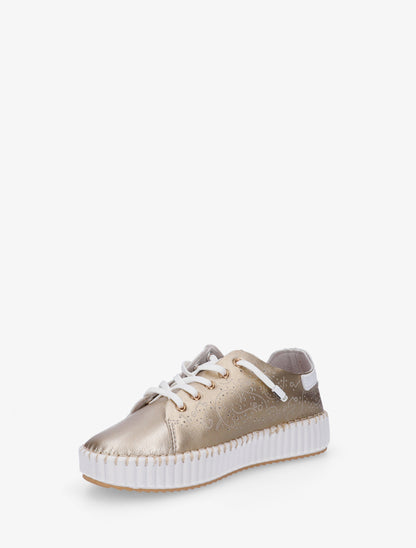 Sneakers souples à motifs ajourés - Or - 3