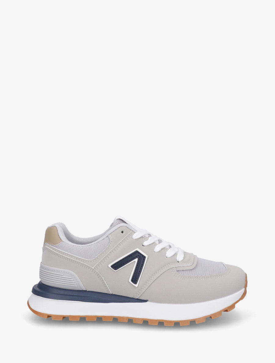 Baskets en suédine et tissu - Gris clair - 1