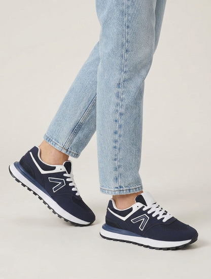 Suède en textiel sneakers - Marine