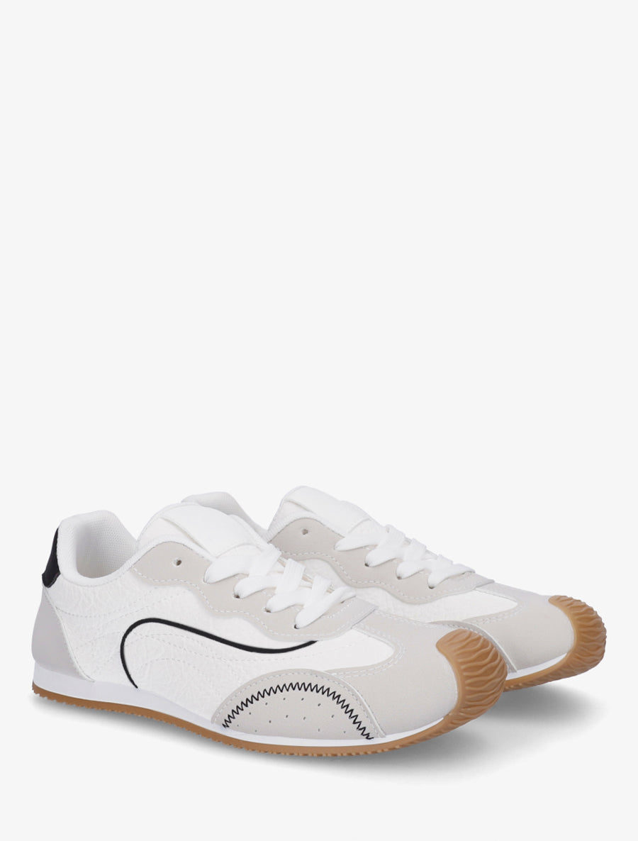 Sneakers texturés effet nubuck - Blanc - 4