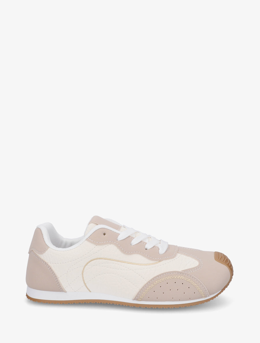 Sneakers texturés effet nubuck - Beige - 1