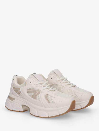 Baskets style running en toile - Beige - 4