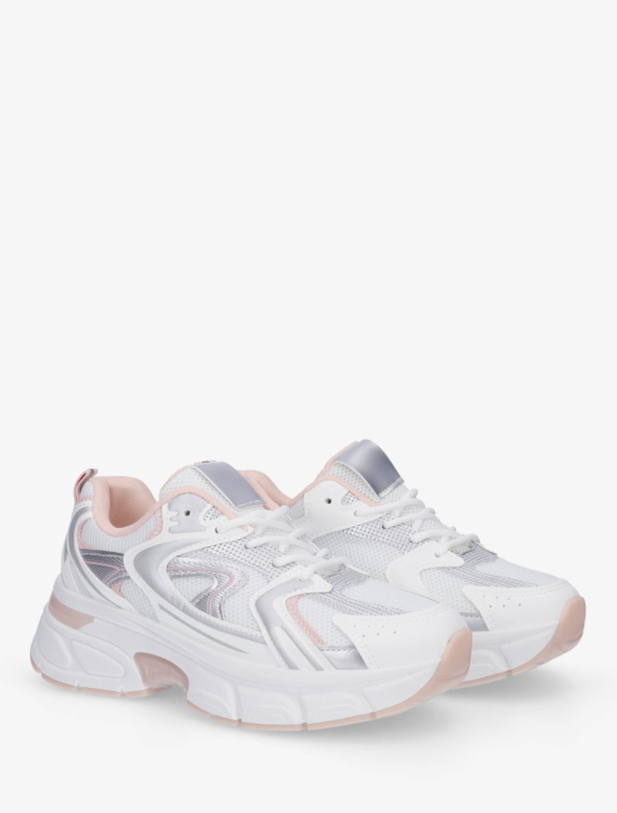 Baskets style running en toile - Blanc - 4