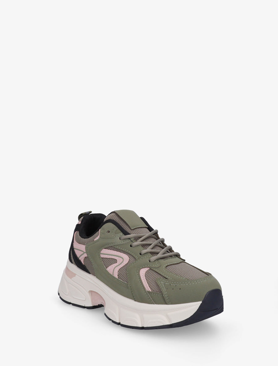 Baskets style running en toile - Kaki - 2