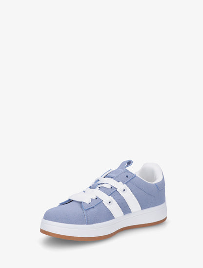 Sneakers unies à bandes contrastantes - Bleu - 3