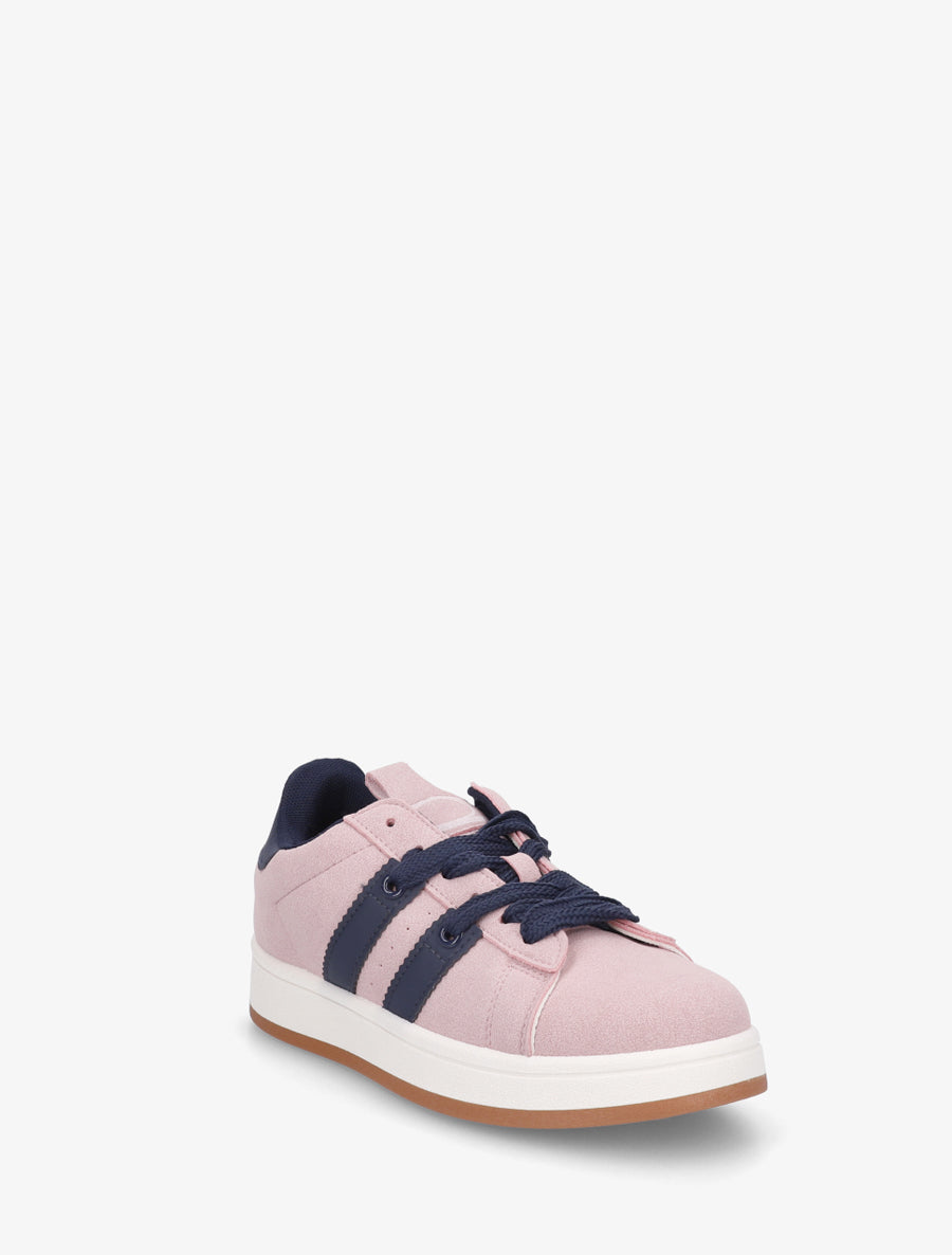 Sneakers unies à bandes contrastantes - Vieux rose - 2