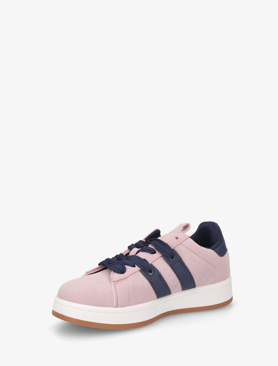 Sneakers unies à bandes contrastantes - Vieux rose - 3
