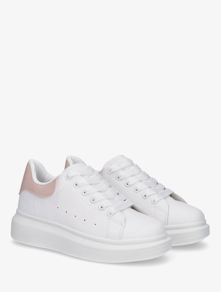 Baskets à contrefort contrastant - Blanc/rose - 4