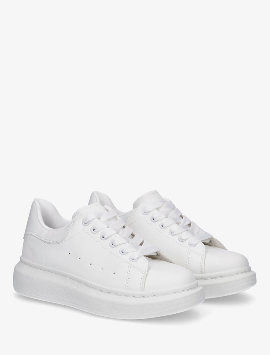 Baskets casual en simili - Blanc - 4