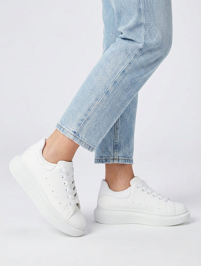Casual sneakers in imitatieleer - Wit