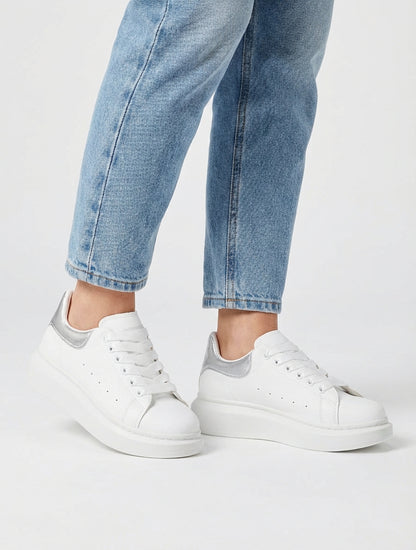 Baskets à contrefort contrastant - Blanc/argent