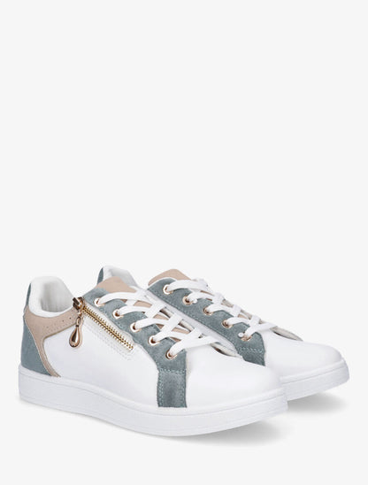 Sneakers plates à zip décoratif - Beige - 4