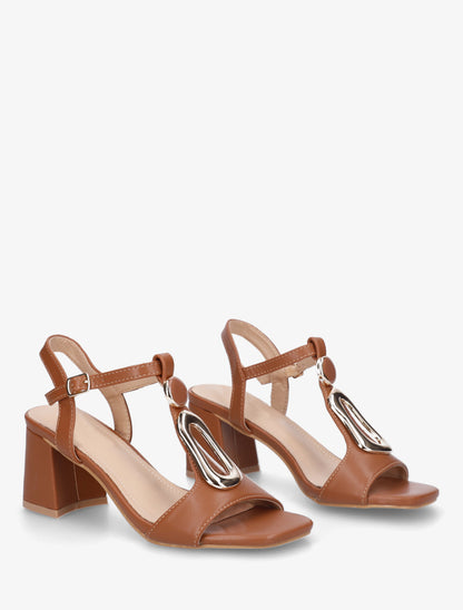 Sandales en simili à boucle fantaisie - Camel - 4