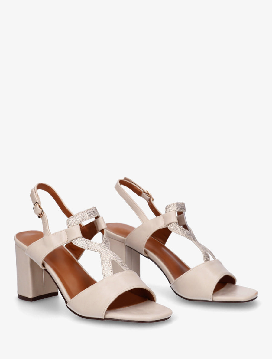 Sandales à empiècement irisé - Crème - 4