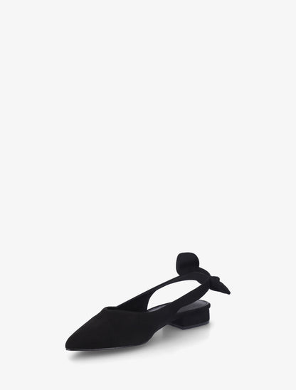 Ballerines en suédine à talon - Noir - 3