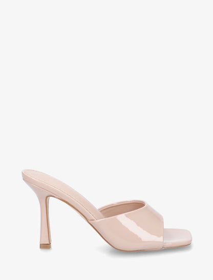 Mules vernies à talon aiguille - Beige - 1