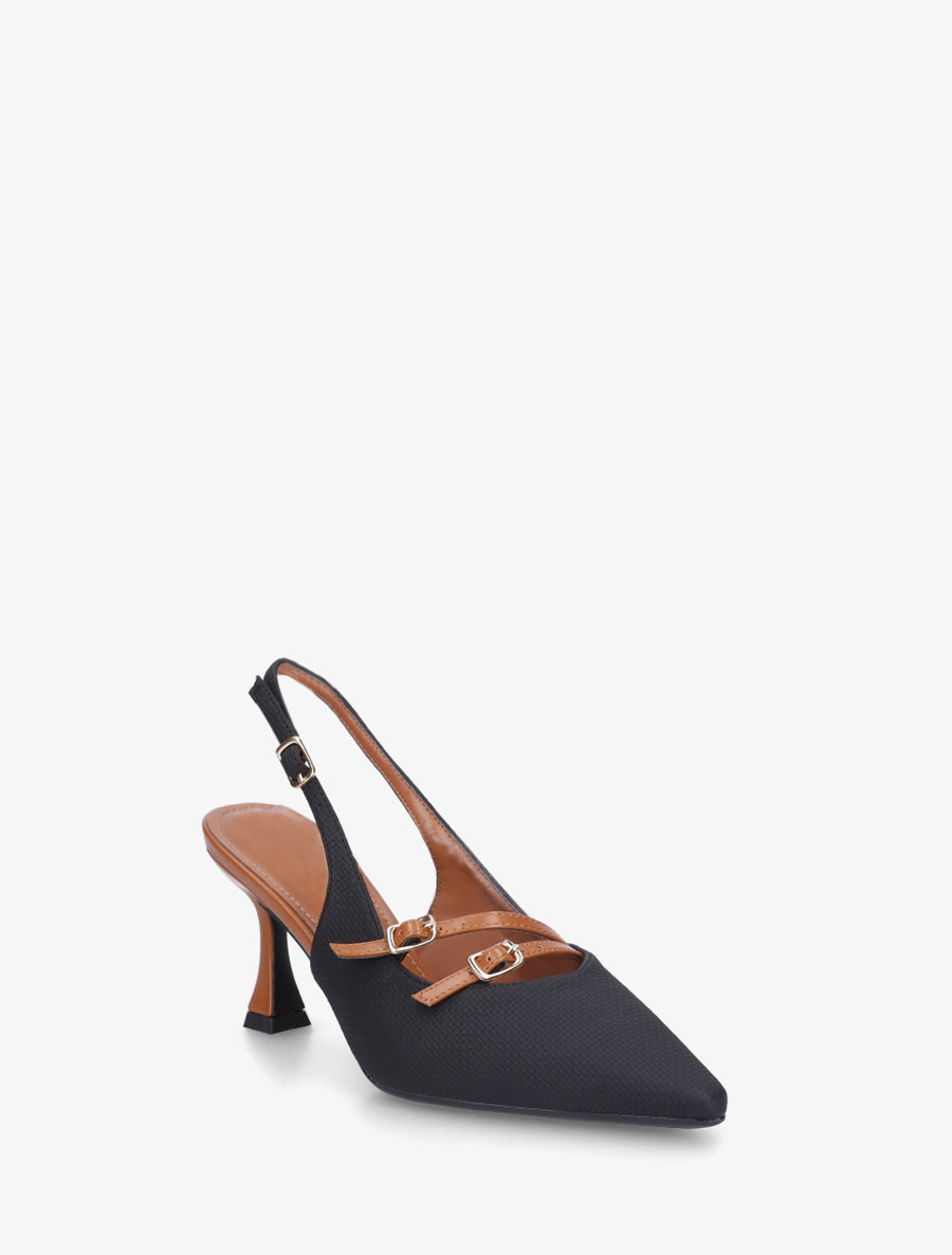 Escarpins en simili texturé à talon - Noir - 2