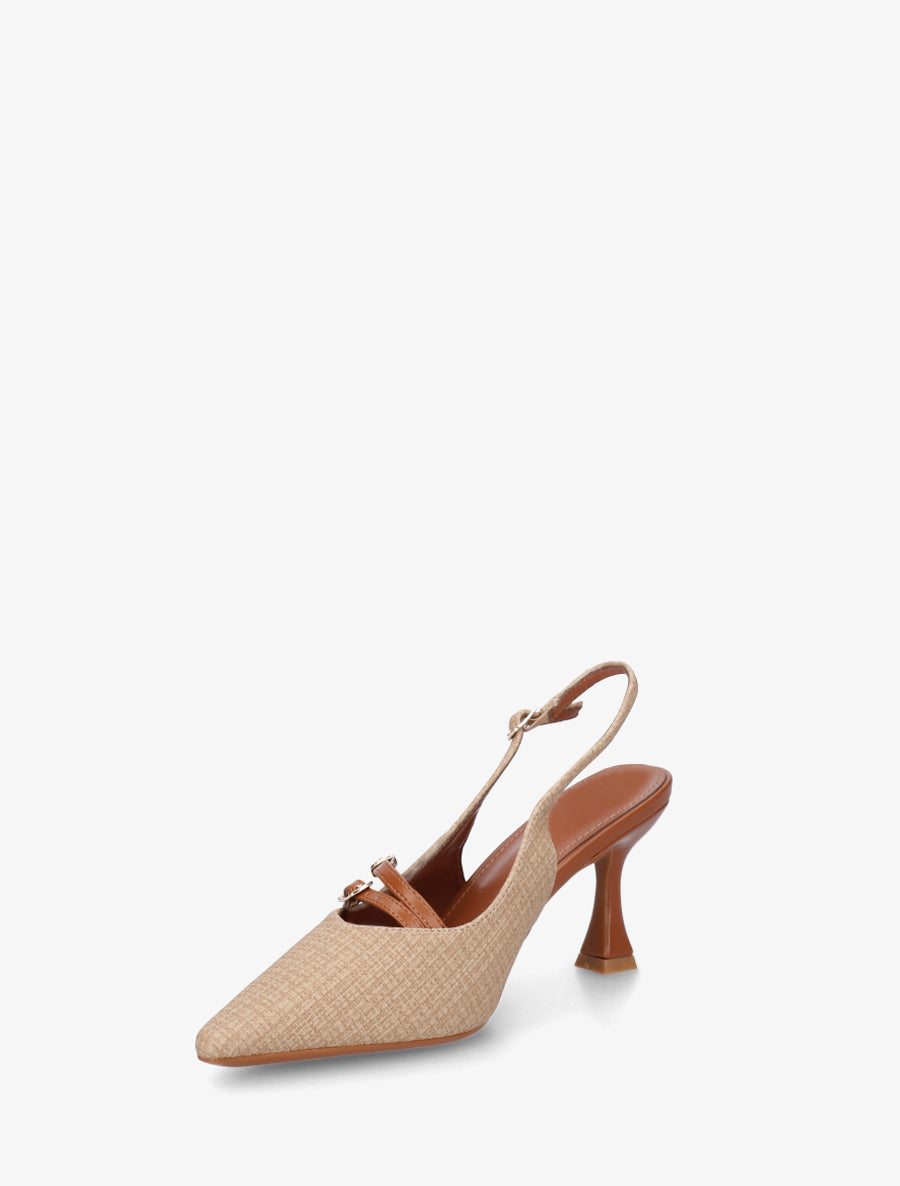 Escarpins en simili texturé à talon - Beige foncé - 3