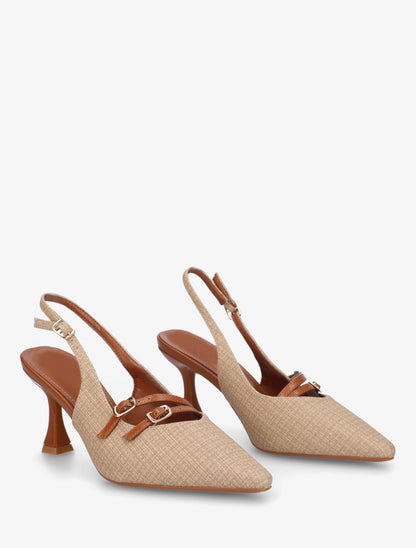 Escarpins en simili texturé à talon - Beige foncé - 4