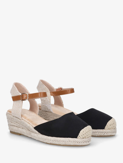 Espadrilles compensées en suédine - Noir - 4