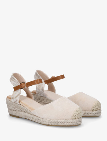 Espadrilles compensées en suédine - Beige - 4