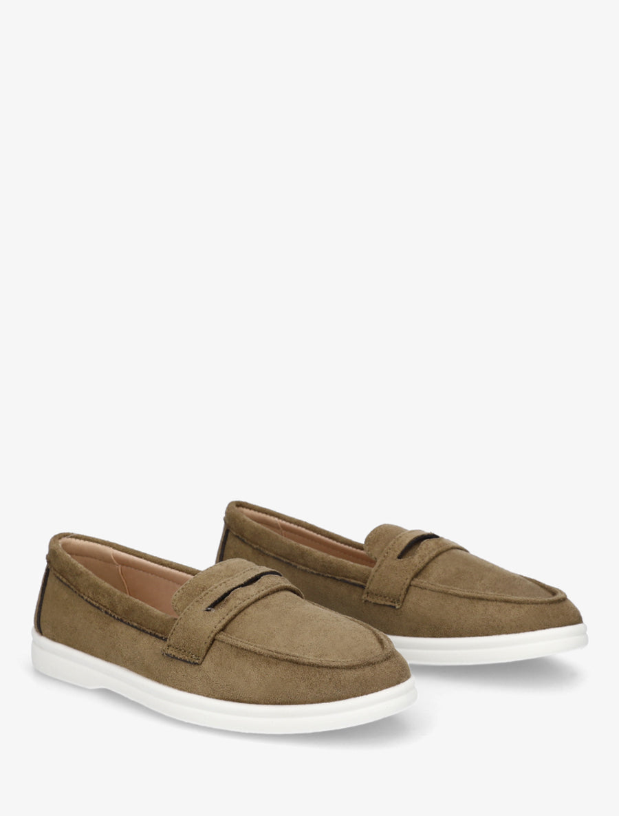 Mocassins unis en suédine - Kaki - 4