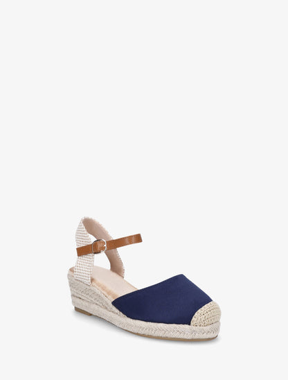 Espadrilles compensées en suédine - Marine - 3