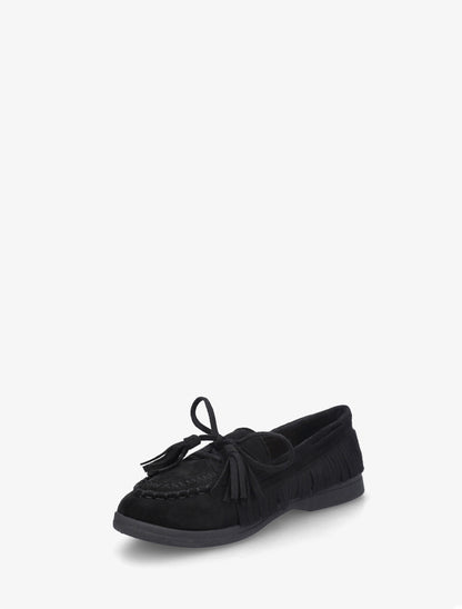 Mocassins en suédine à franges - Noir - 3