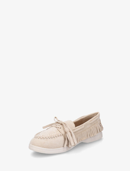 Mocassins en suédine à franges - Beige - 3