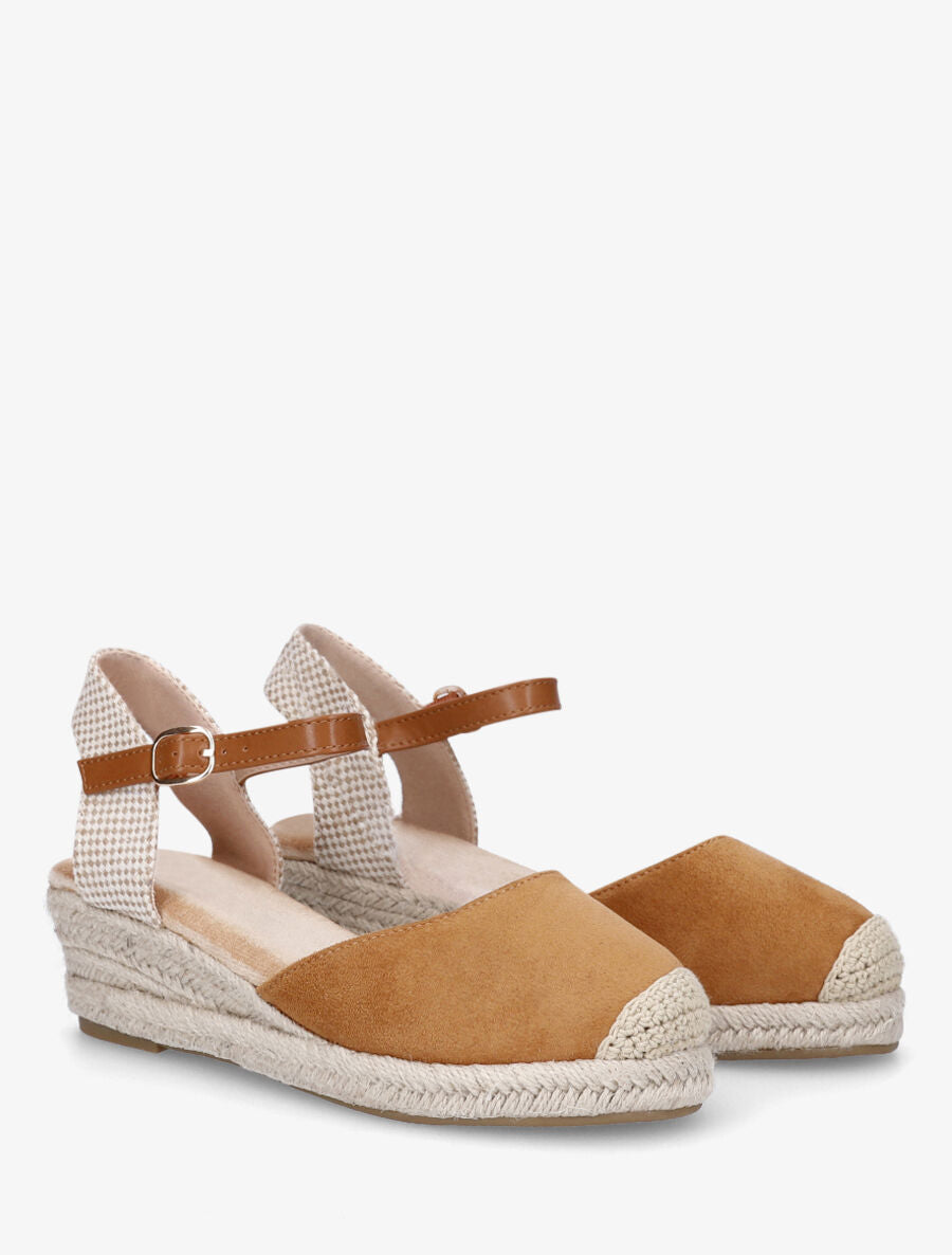 Espadrilles compensées en suédine - Camel - 4