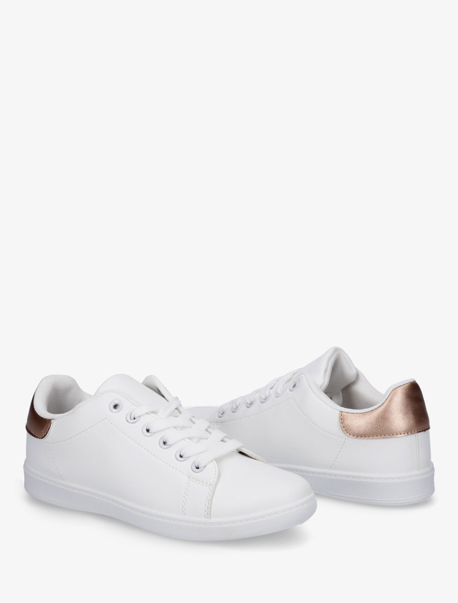 Sneakers basiques en simili - Doré rose - 4