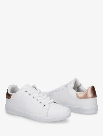 Sneakers basiques en simili - Doré rose - 4