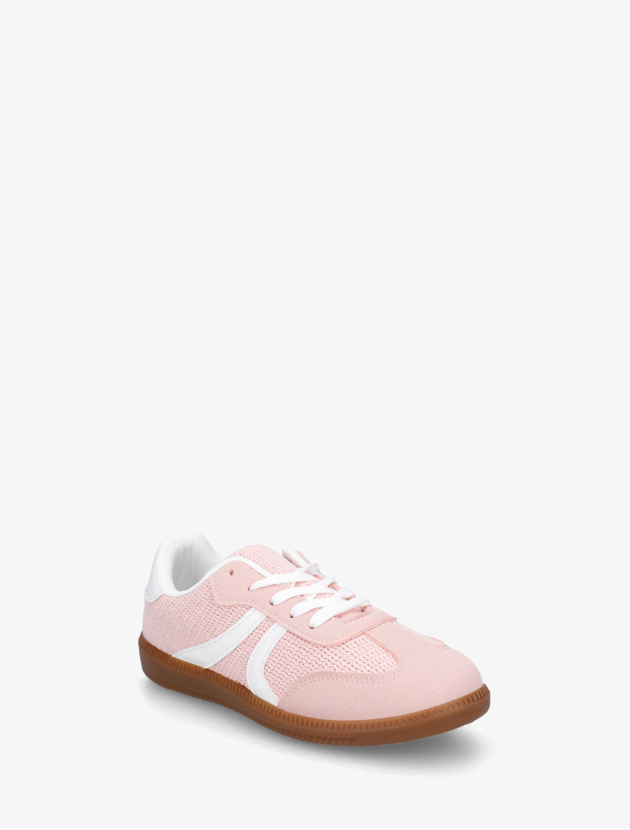 Sneakers bi-matière à semelle caoutchouc - Rose - 2