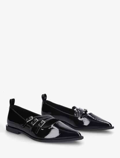 Ballerines à bouts pointus et brides - Noir - 4