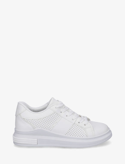 Sneakers perforées en simili - Blanc - 1
