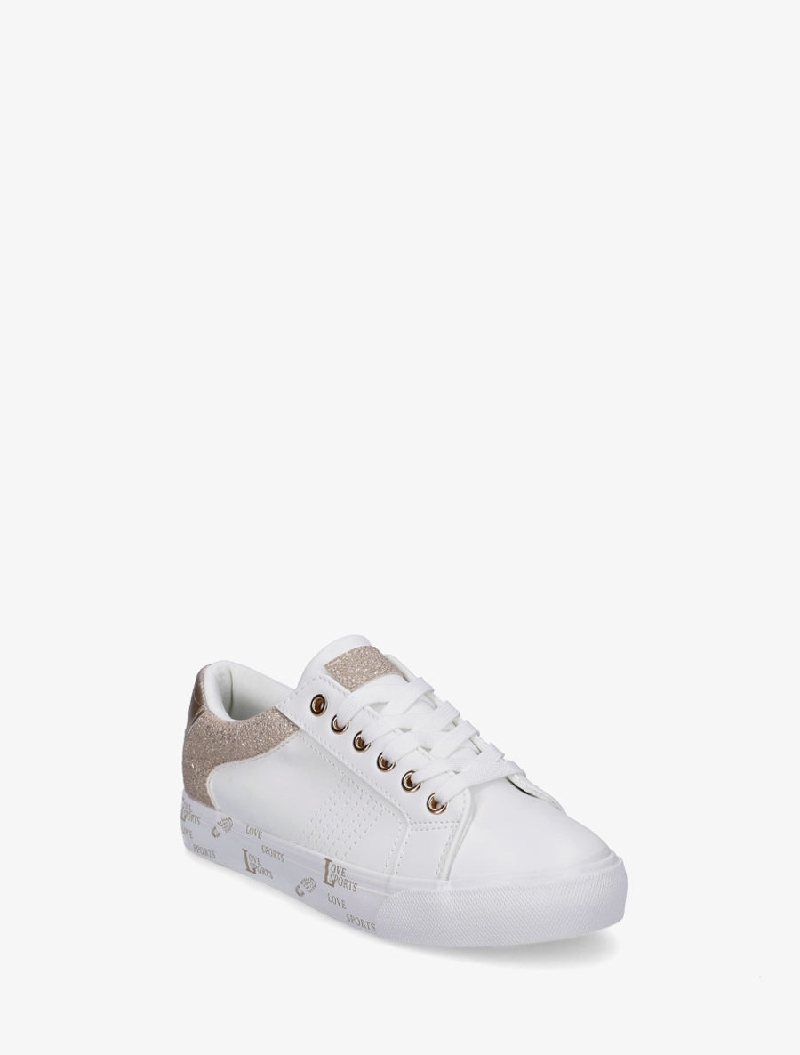 Sneakers unies à semelle floqué - Or - 2