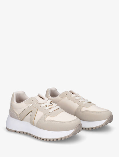 Baskets à empiècement graphique - Beige - 4