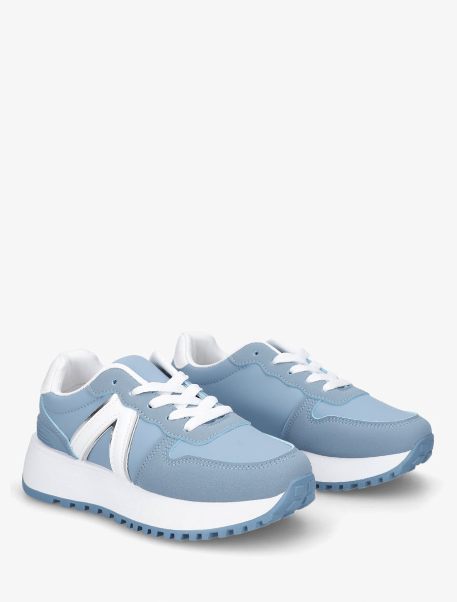Baskets à empiècement graphique - Bleu clair - 4