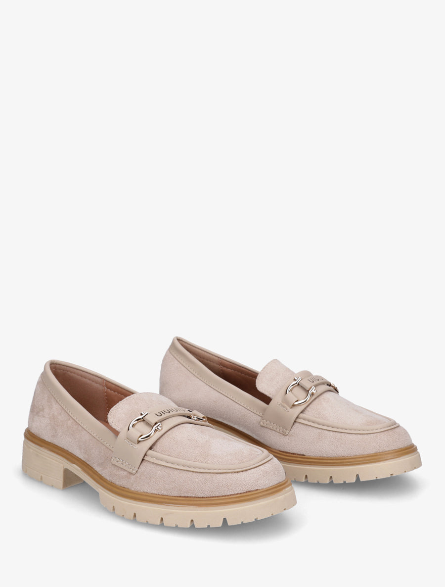 Mocassins en suédine à boucle décorative - Taupe - 4