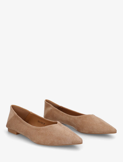 Ballerines en suédine à bouts pointus - Taupe - 4