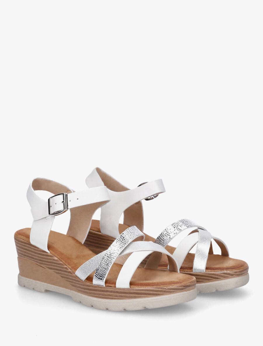 Sandales compensées brides croisées - Blanc - 4