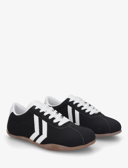 Baskets en suédine à bandes contrastantes - Noir - 4