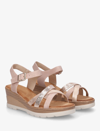 Sandales compensées brides croisées - Rose - 4