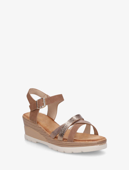 Sandales compensées brides croisées - Taupe - 2