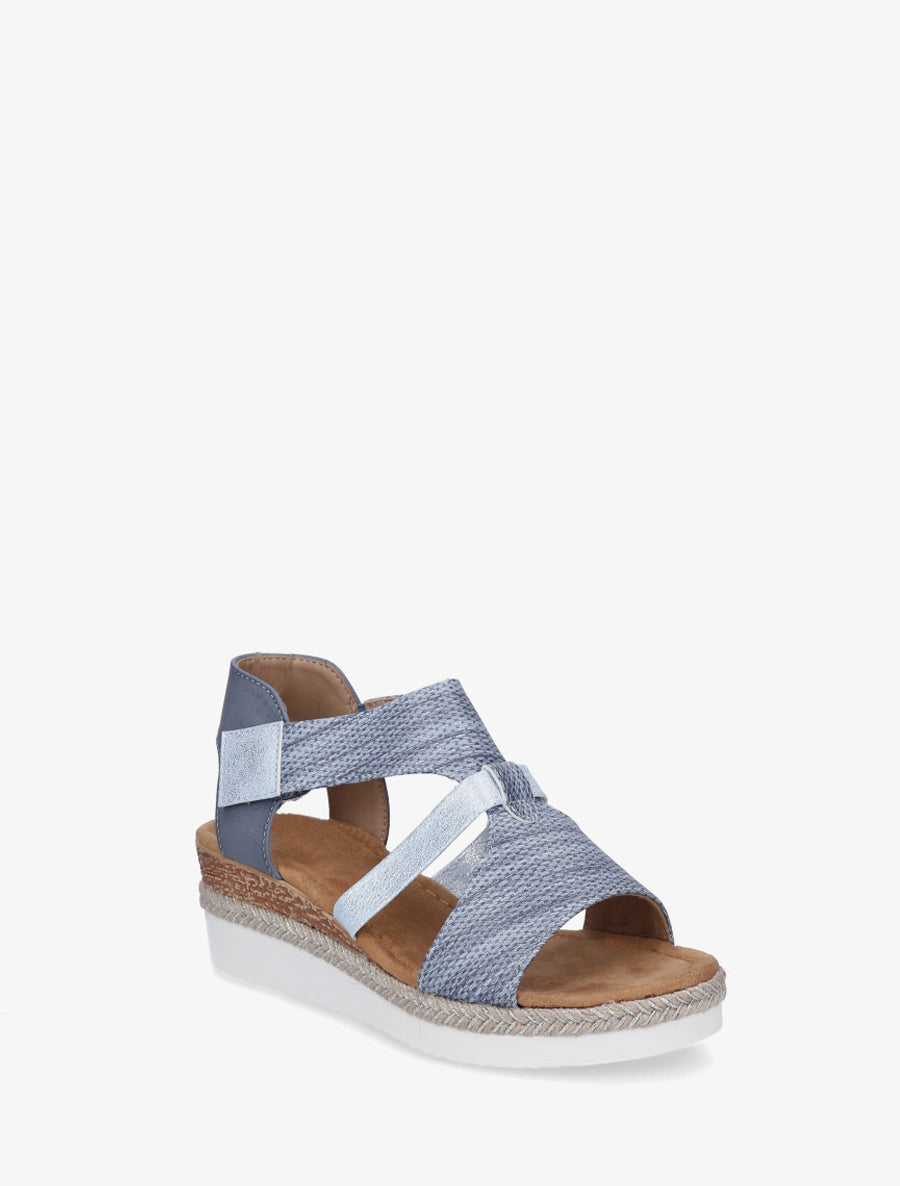 Sandales compensées à bride texturée - Bleu ciel - 2