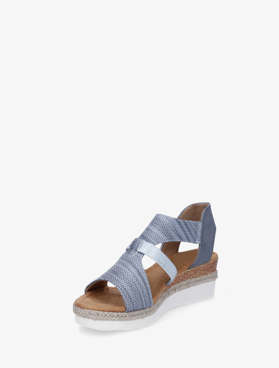 Sandales compensées à bride texturée - Bleu ciel - 3