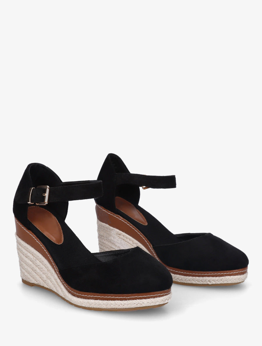 Espadrilles compensées en suédine - Noir - 4