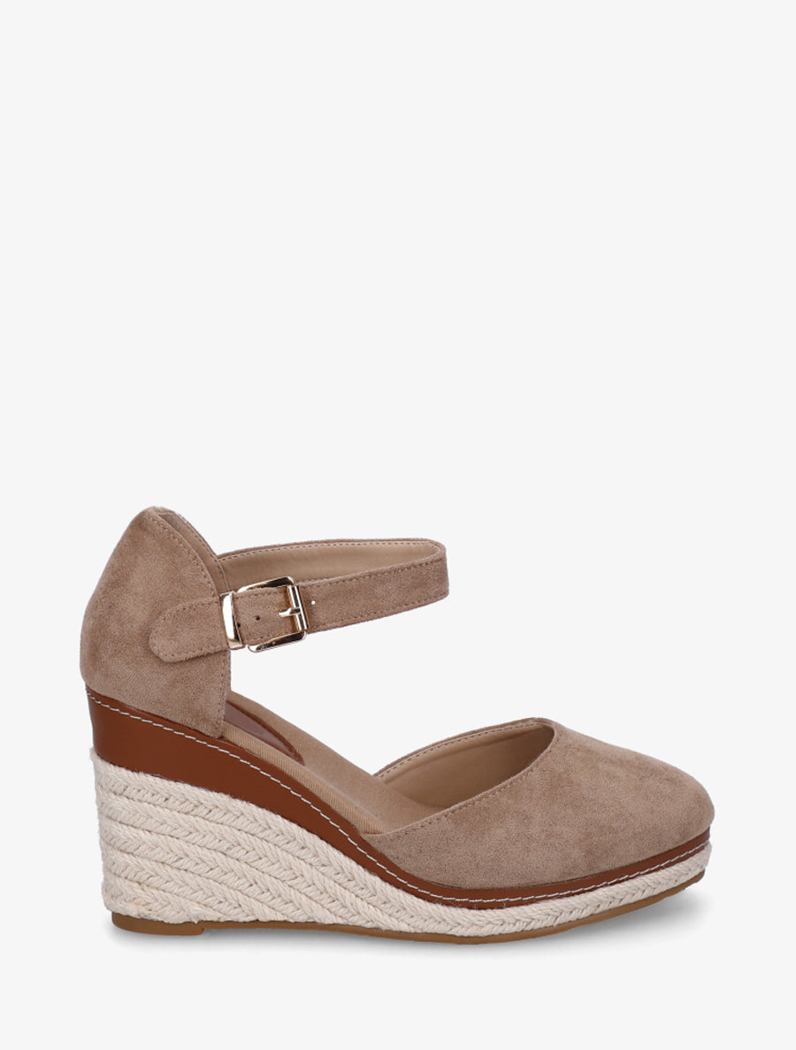 Espadrilles compensées en suédine - Taupe - 1